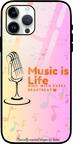 Music is Life Glass iPhone 15 Pro Max Case
