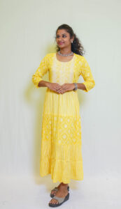 Woven Whimsey - Vibrant Yellow Kurti