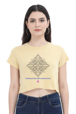 Ladies Crop Top – Tradition Meets Tee - Kolam: Dotted Twist