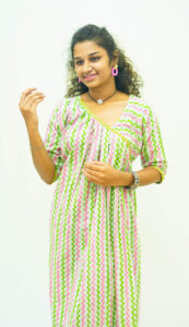 Zig Zag Pattern Trendy Neck Kurti