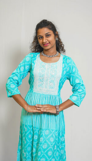Woven Whimsey - Aqua Blue Kurti