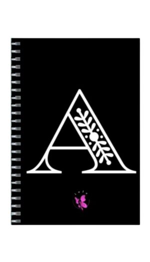 A5 Spiral Notebook - Ruled Notebook - Alphabet A Black