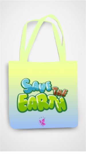 Tote bags with Zipper - One side Print - Save Earth