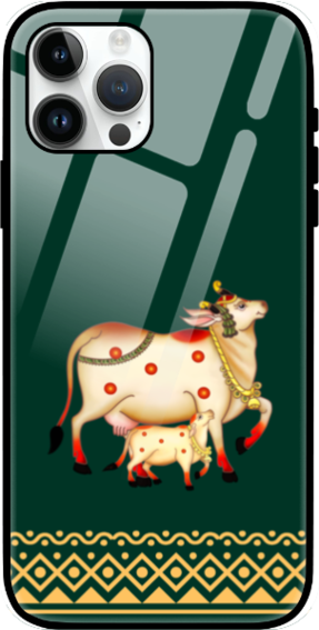 Glass iPhone 15 Pro Case - Pichwai Cow