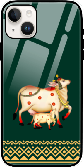 Glass iPhone 14 Case - Pichwai Cow
