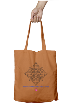 Tote Bags with Zipper – Coloured – Kolam Series - Dotted Twist