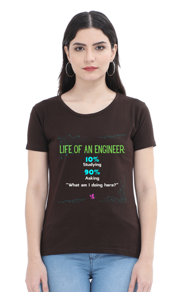 Round Neck T.Shirt - Graphical Tees - Engineering Series - Life of Engineer (White Text)