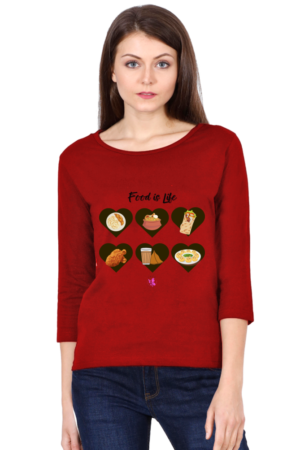 Girls Round Neck T.Shirt Long Sleeve - Graphical Tees - Food is Life