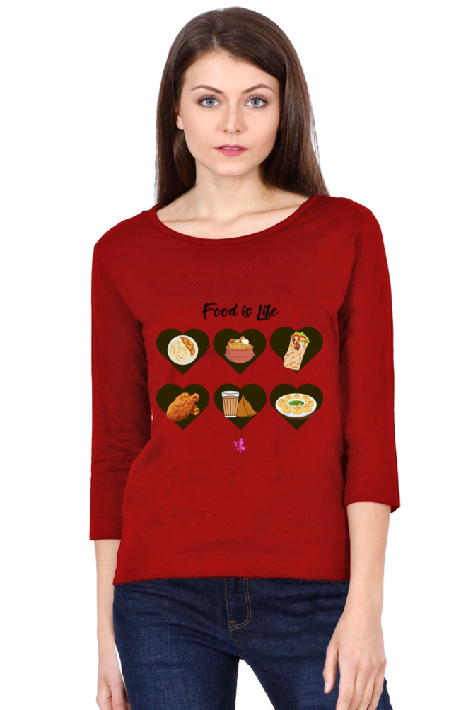 Girls Round Neck T.Shirt Long Sleeve - Graphical Tees - Food is Life