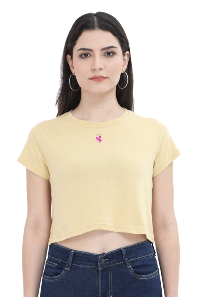 Ladies Crop Top - Solid Colors - Black Logo