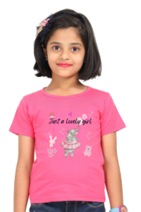Girls T.Shirt – Graphical Tees – Just a Lovely Girl (Black Text)