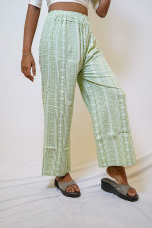 Palazzo Pant Green & White - Free Size (S to L)