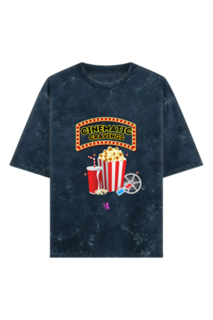 Acid Washed Oversized Round Neck Tee – Movie Time